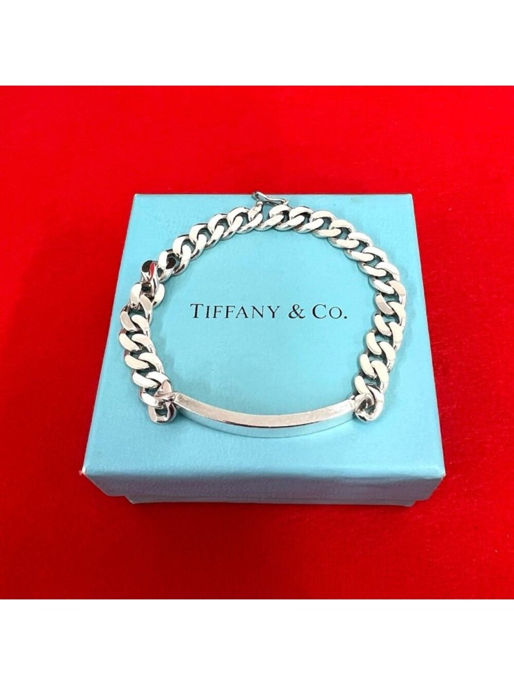 Tiffany & Co ID Bracelet 925 Sterling Silver Chain Bangle